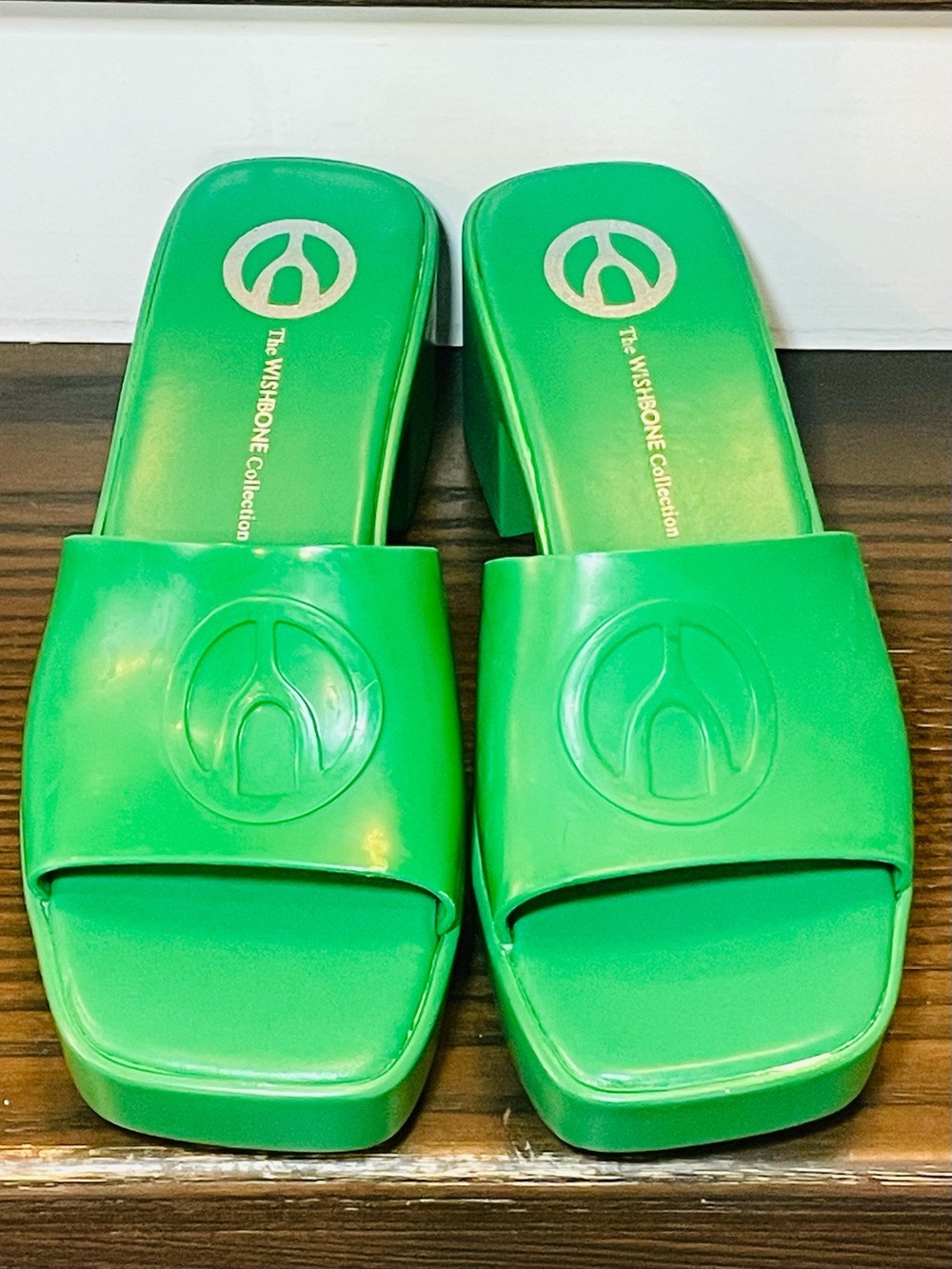 The Wishbone Collection Green Slide Sandals for Women